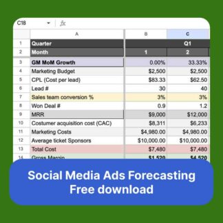 Social media ads - excel model